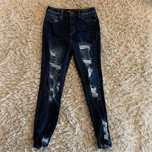 Dark Blue Distressed Cello Jeans